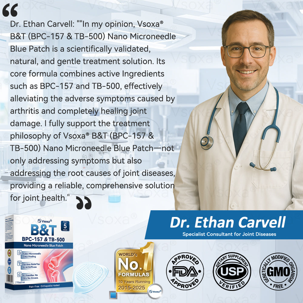 Regain Flexible Joints in Just 2 Weeks! 💪 𝑉𝑠𝑜𝑥𝑎® 𝐵&𝑇 (BPC-157 & TB-500) Nano Microneedle Patch 👨‍🔬 Dual-Peptide Pain Relief & Joint Repair | Repairs Arthritis, Rheumatism, Neuropathy & Sports Injuries | Fast-Acting · Non-Invasive · FDA-Grade Purity