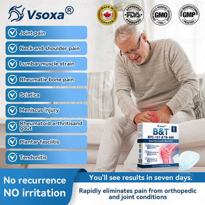 Regain Flexible Joints in Just 2 Weeks! 💪 𝑉𝑠𝑜𝑥𝑎® 𝐵&𝑇 (BPC-157 & TB-500) Nano Microneedle Patch 👨‍🔬 Dual-Peptide Pain Relief & Joint Repair | Repairs Arthritis, Rheumatism, Neuropathy & Sports Injuries | Fast-Acting · Non-Invasive · FDA-Grade Purity